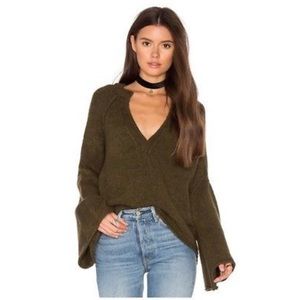 Free People bell sleeve v neck sweater